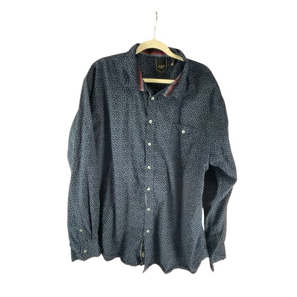Six Lincoln Mens Navy Button-Up Shirt With White Micro Dot Print Size 4X Casual - Picture 2 of 9